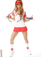 Sandra H naked below her little tennis skirt