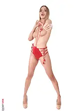Red Silk Perfection with Verena Maxima on HQ Stripper .com